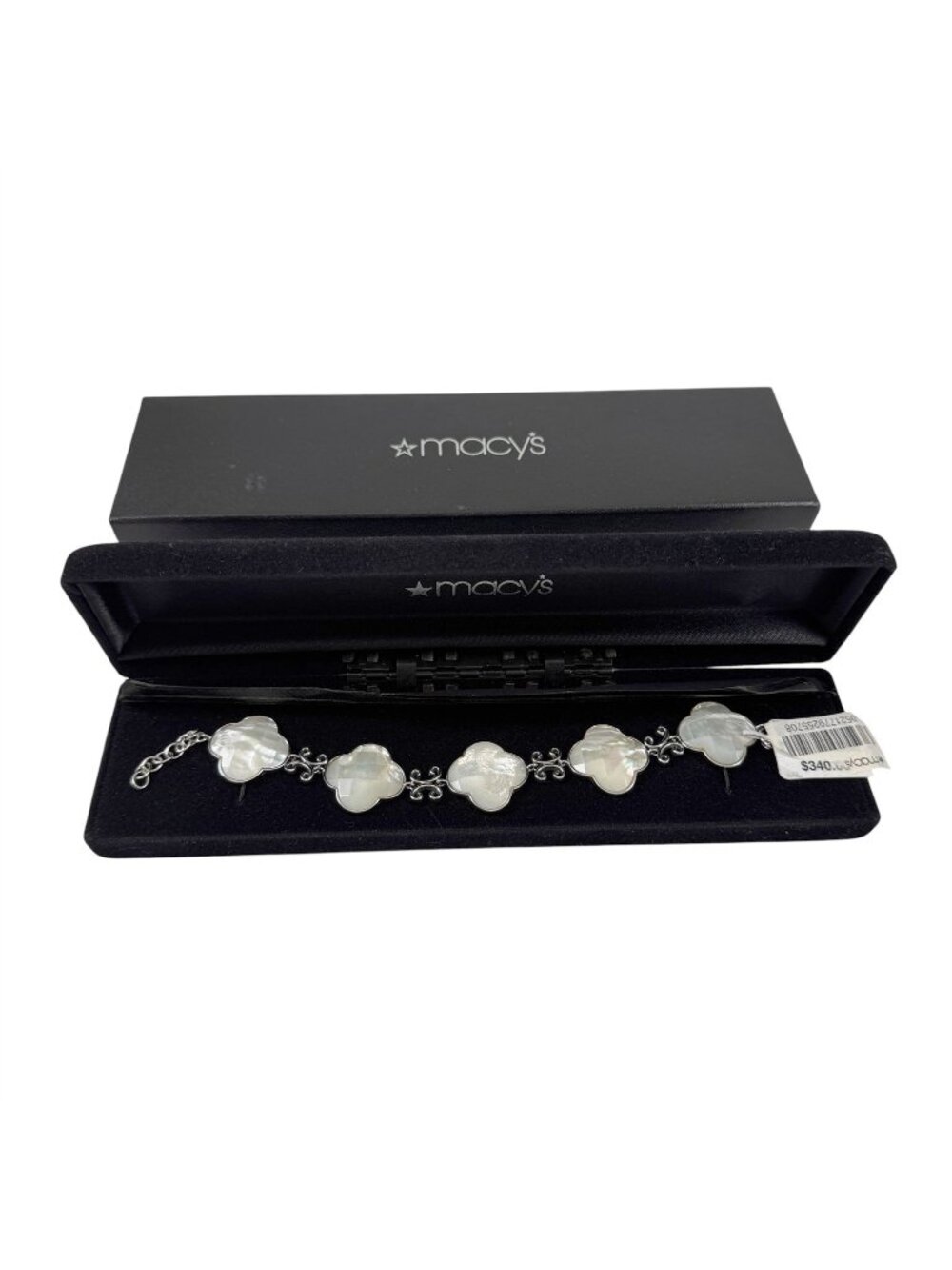 Macys Bracelet Alhambra Mother of Pearl Clover Link 925 Sterling Silver Filigree